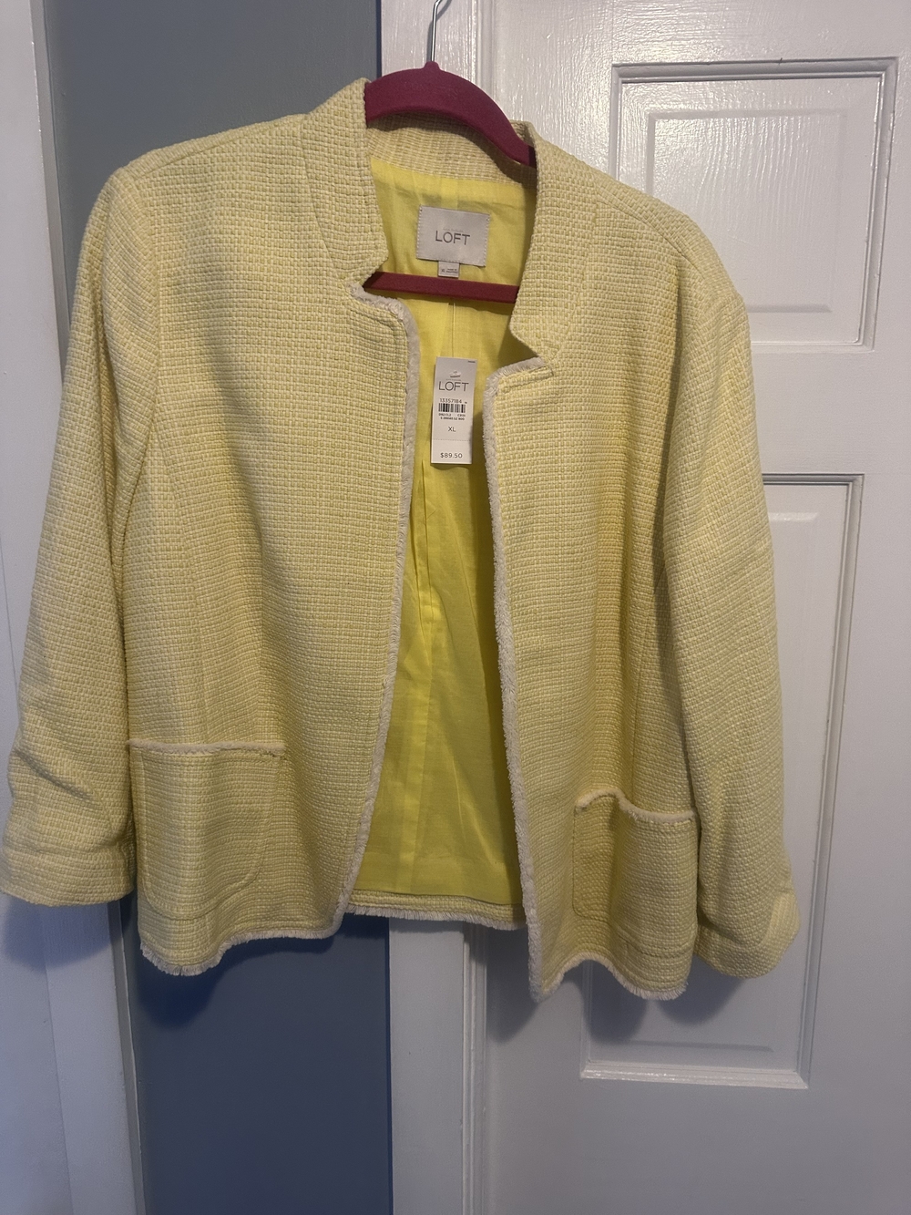 LOFT Yellow Open-Front Summer Tweed Blazer Jacket - XL NWT